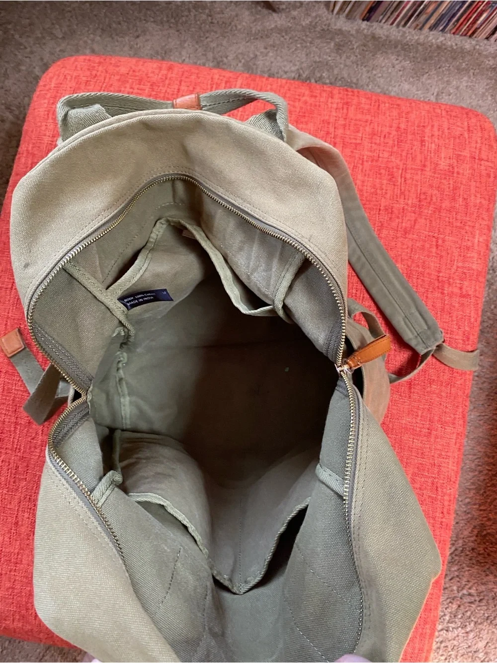 Margot New York Army Green Olive Canvas Cotton Backpack Utility